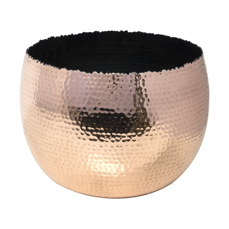Hammered Metal Indoor Plant Pot Bowl, Copper