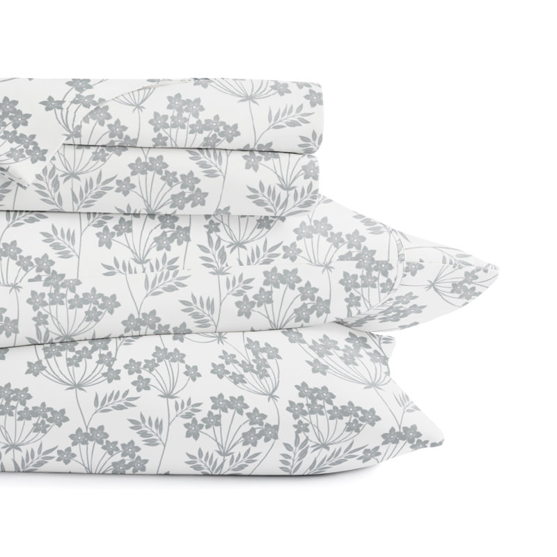 Simply Soft™ Scallops Pattern Microfiber Sheet Set, Twin, White Chambray