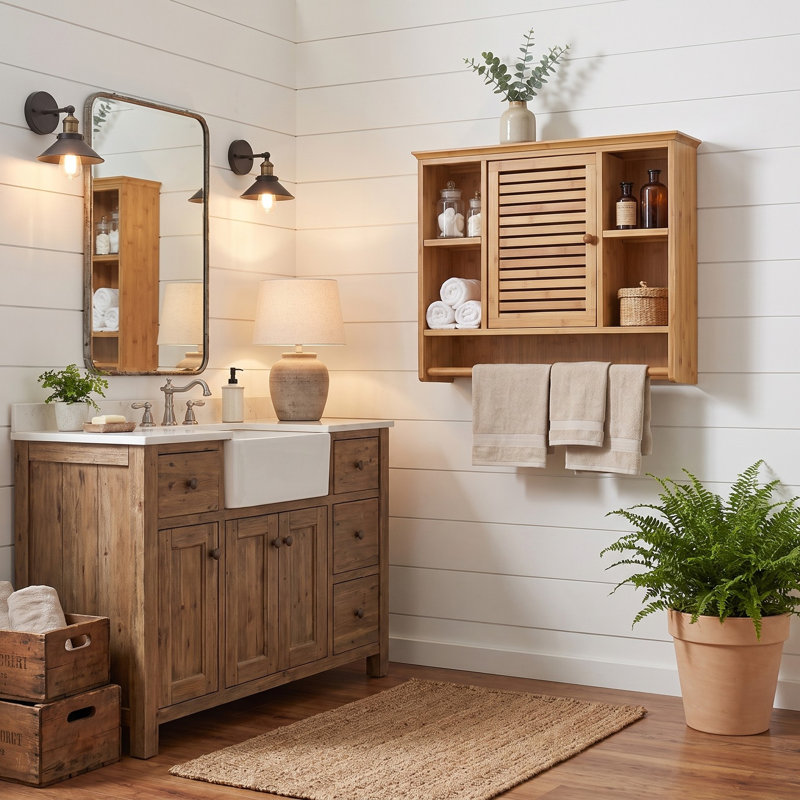Wentworth Solid Wood Wall Bathroom Cabinet, Natural
