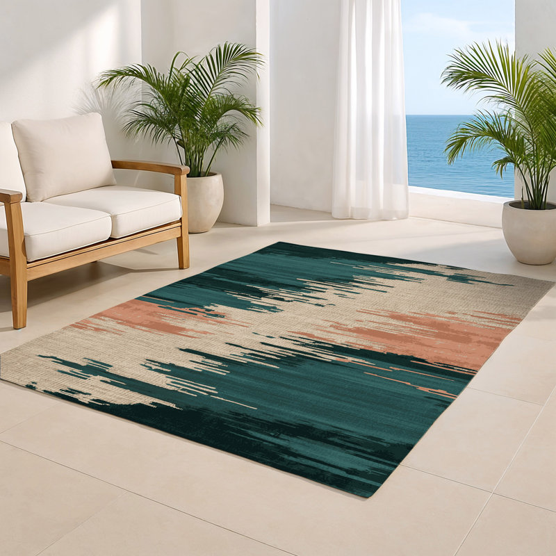 Watercolor Beige Indoor and Outdoor Area Rug, Rectangle 2' x 3'
