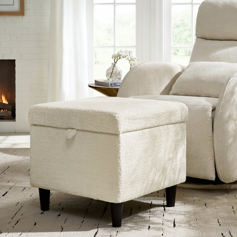 Repose-pieds carré avec rangement Willie, Beige