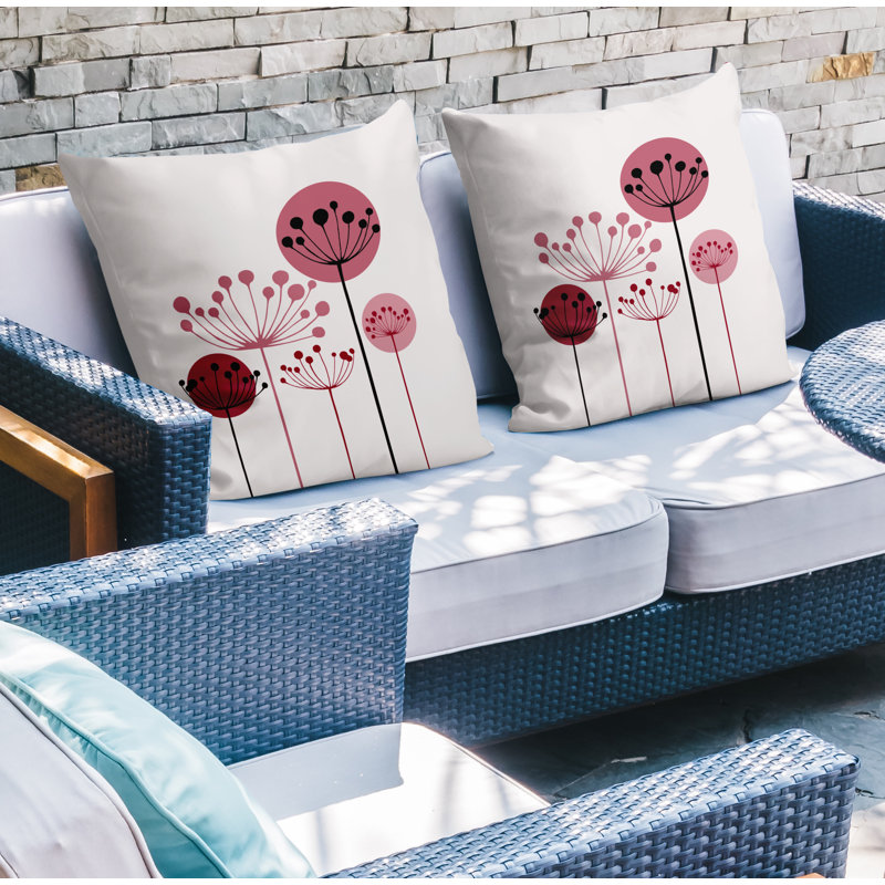 Housse et insert de coussin décoratif intérieur / extérieur en mélange de polyester, L 15 po x H 15 po, Rouge