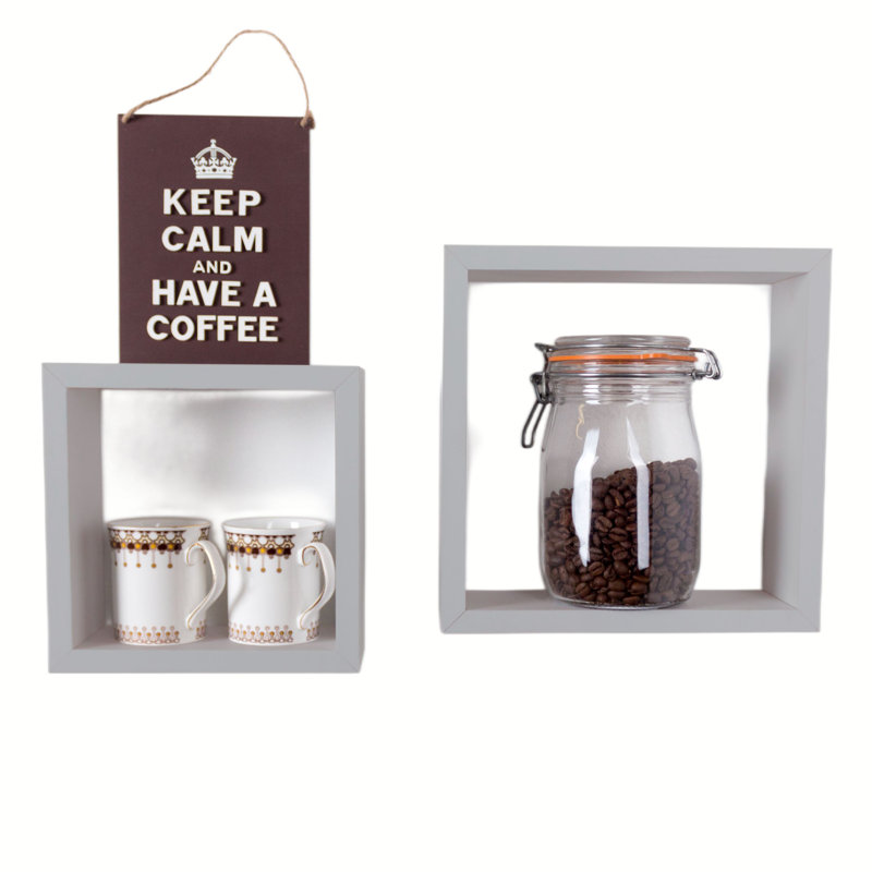 Hudson Shelf Kits, 2 Wall Cube Kit, Grey