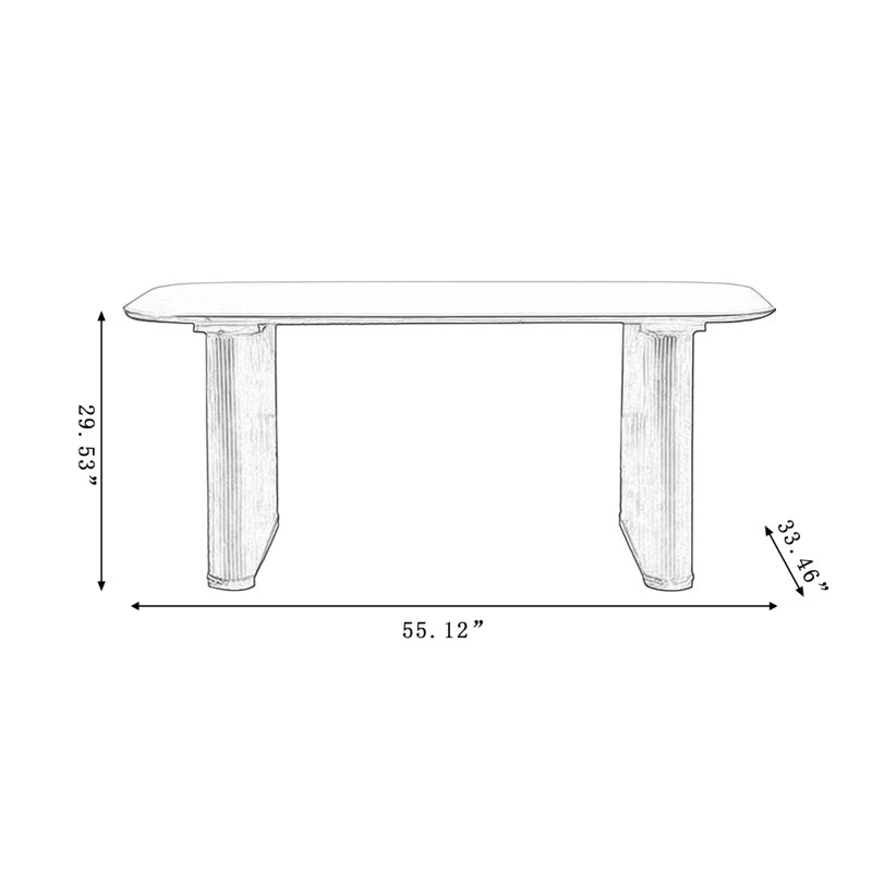 Modern Black Rectangular Solid Wood Dining Table, 29.53"H x 55.12"L x 33.46"W