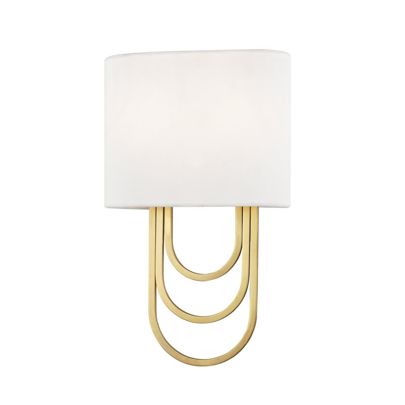 Farah Steel Flush Mounted Sconce, Aged Brass