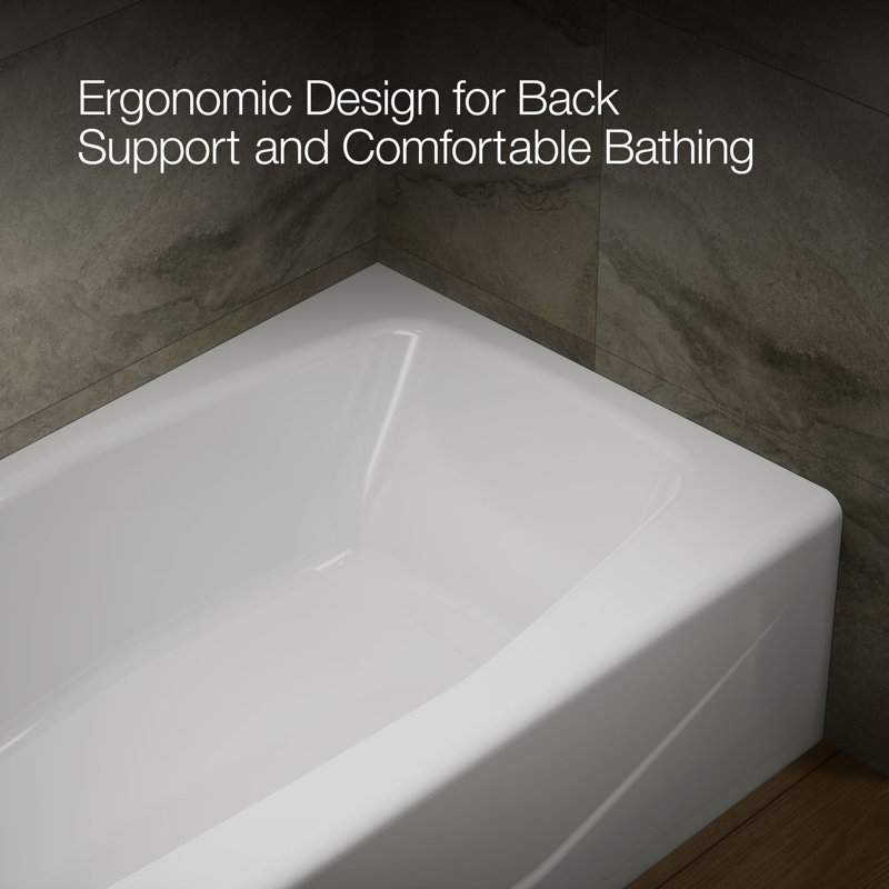 Villager 60" x 30" Alcove Soaking Cast Iron Bathtub, Left, White