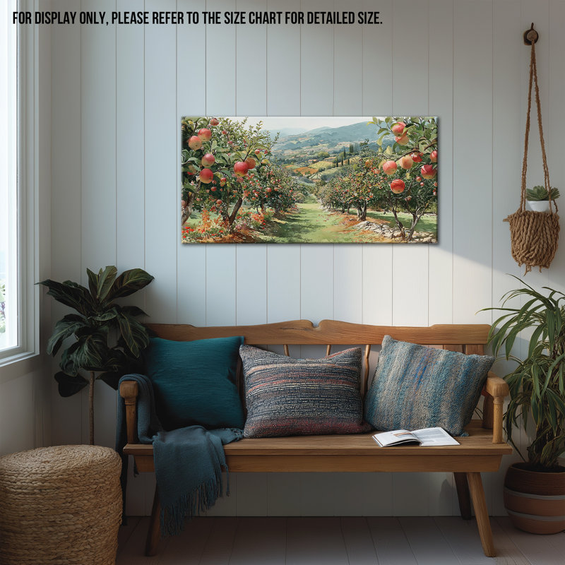  Printemps, art mural sur toile, impressions de paysage de campagne française, images de nature vibrante, scènes de verger rustique pour le décor du salon, 20 x 40 pouces
