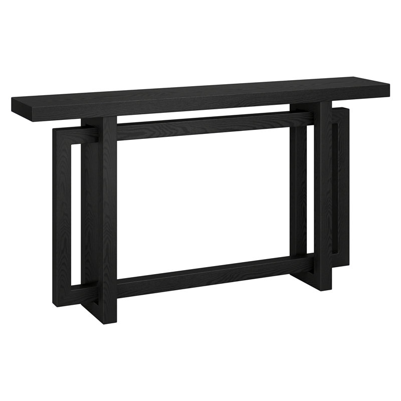 Cesily Rectangular Pine Wood Console Table, Black Grain, 29.5" H x 55" W x 10" D