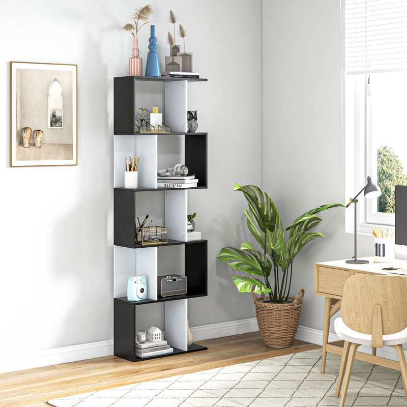 184.5cm H x 60cm W Standard Bookcase, Black/White