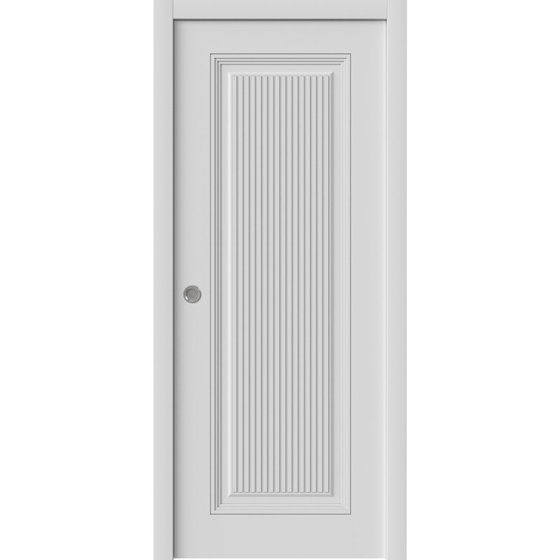 Porte coulissante à poche | Émail blanc IMPÉRIAL 1888 | Ensemble de quincaillerie de rail | Portes intérieures de chambre en bois massif