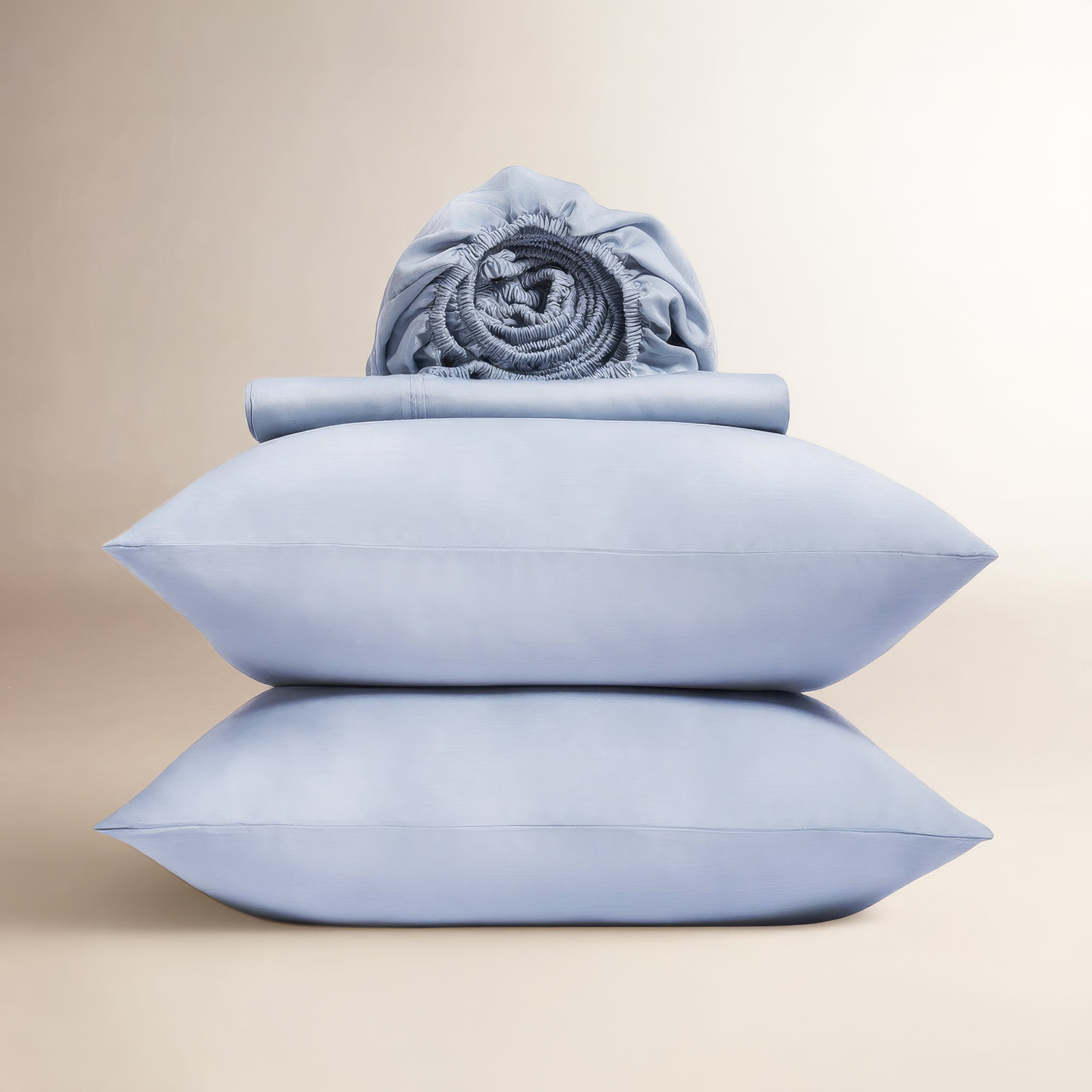 Tencel Sheet Set 4 Pieces, Pearl Blue, Queen Sheet Set + 1 Fitted Sheet + 2  Pillowcases