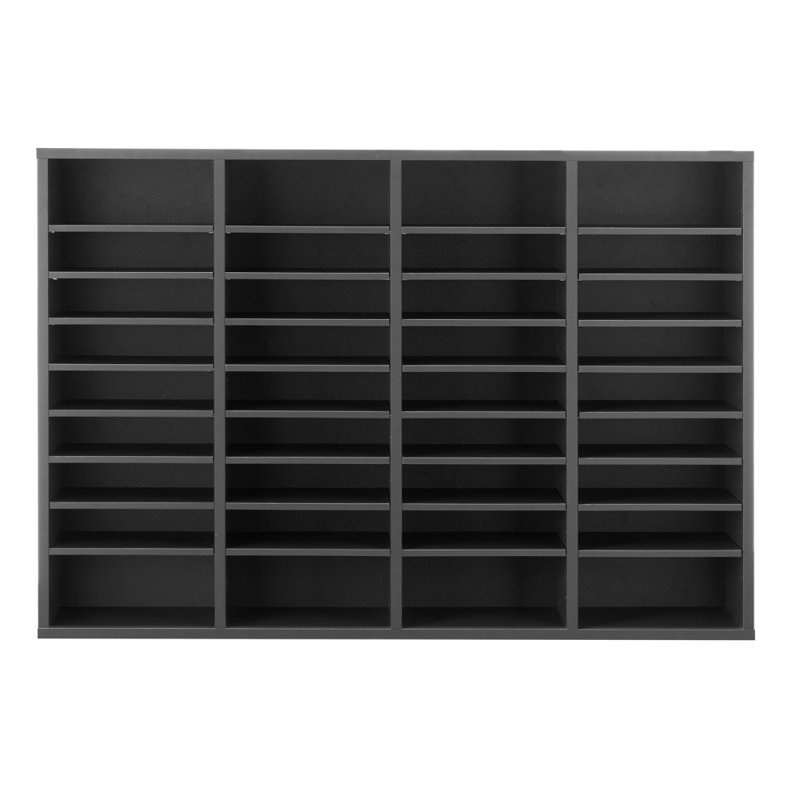 Literature Organizer, 36 Compartments Office Mailbox with Adjustable Shelves, Wooden Mailbox Sorter Medium Density Fiberboard Office Home Classroom Storage for Files, Documents, Papers, Grey