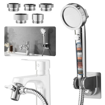 Filtered Handheld Shower Head and Faucet Sprayer Attachment with Diverter