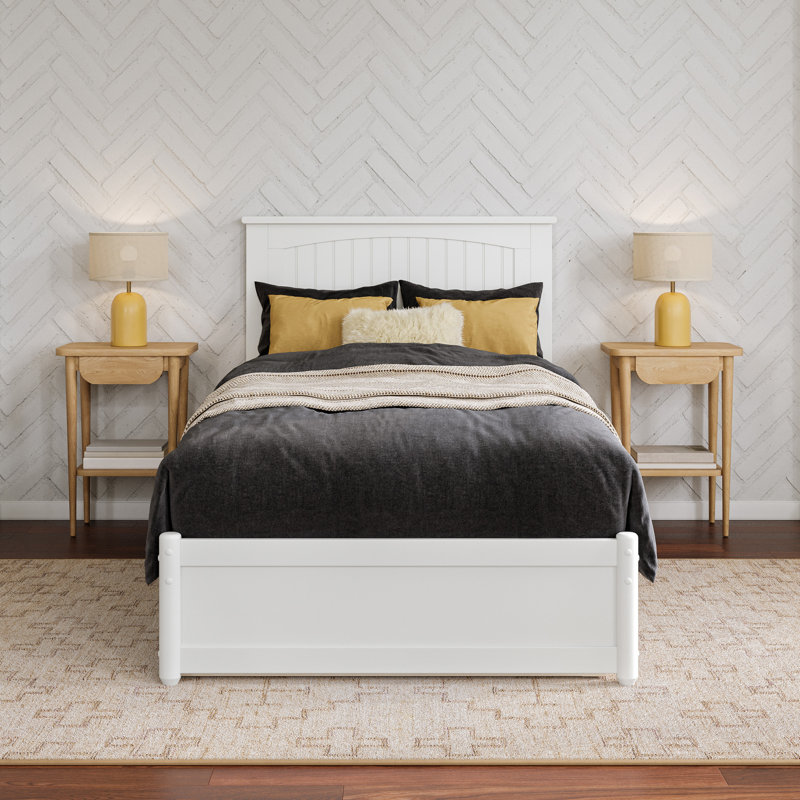 Darlean Solid Wood Trundle Platform Bed with Footboard & Roll Out Trundle, Twin XL, White