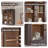 Modern Arched Bathroom Wall Cabinet With Glass Doors, Brown -3 Pcs-128707957