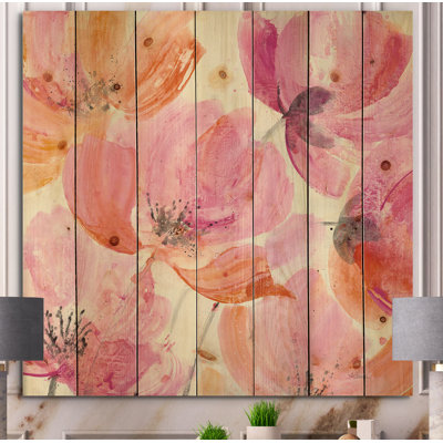 Shabby Flower III - Shabby Elegance Print on Natural Pine Wood