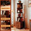 Bibliothèque rotative, bibliothèque d'angle à 5 niveaux à 360 degrés avec tiroir pour petit espace, étagère de rangement sur pied, étagère en bois étroite pour la chambre à coucher, le salon-1996546033