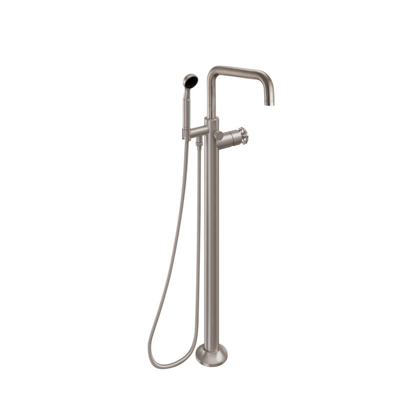 Descanso Tub Filler with Diverter, Satin Nickel/Silver, Cross Handle