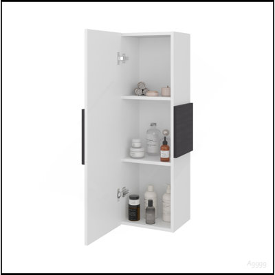 Vanguard Wall-Mounted Single Door Medicine Cabinet With 3 Interior Storage Shleves, Space-Saving Bathroom Storage Organizer With Concealed Shelving