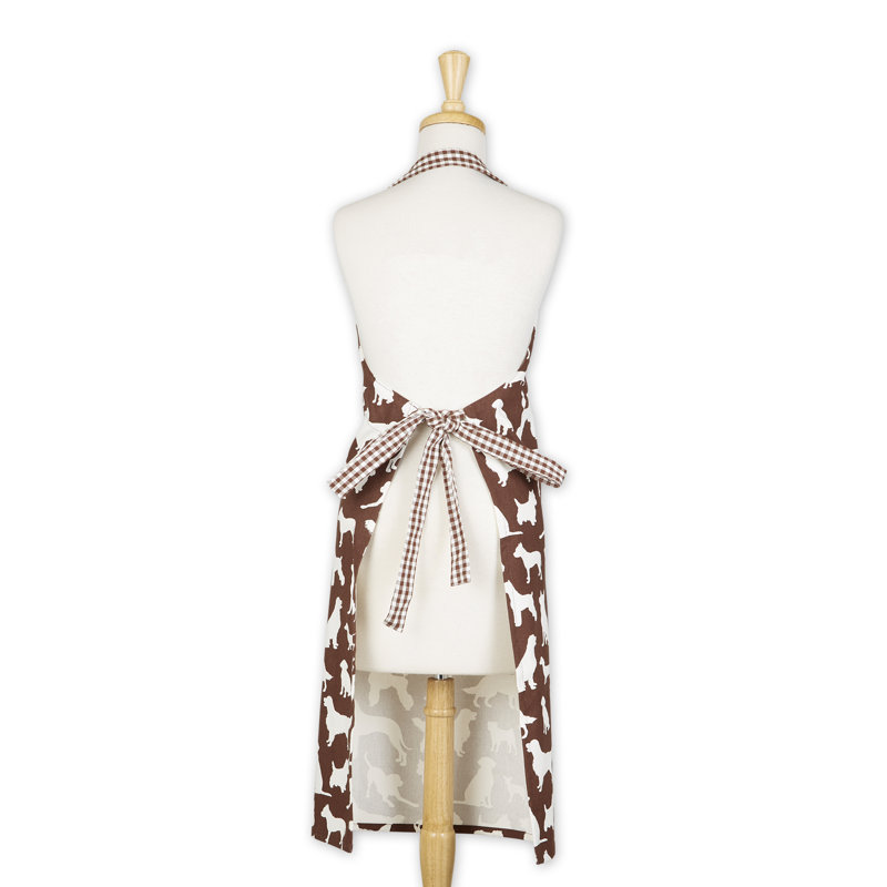 No Pattern Cotton Bib Apron, Brown