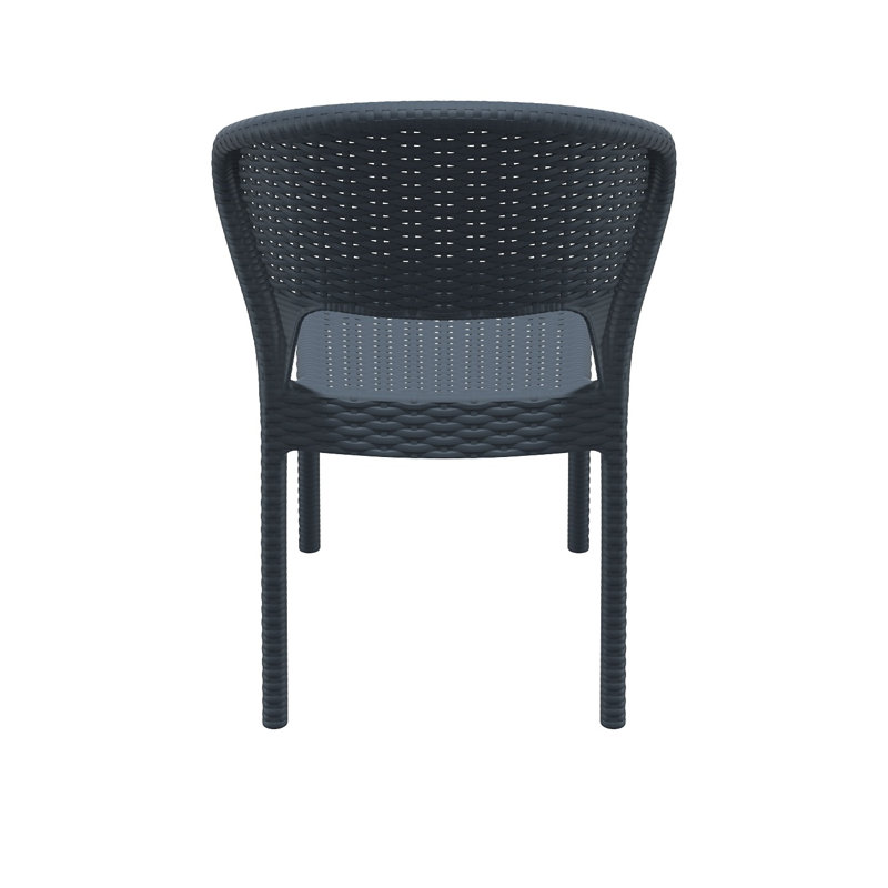 Chaise d'appoint empilable Coral, Gris rotin