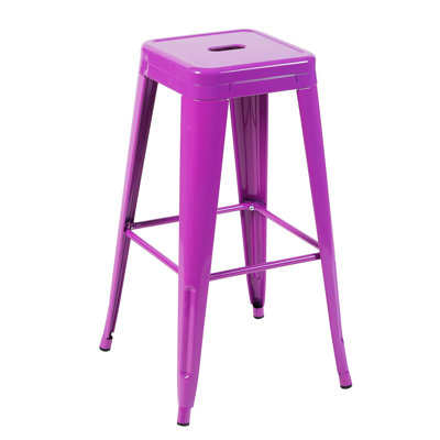 Tabourets de bar en métal sans dossier de hauteur de comptoir de 30 po Mauve de 4, non empilables, détachables, espace, assemblage, pour îlot de cuisine, bar, salle à manger - imperméable, nécessitant peu d'entretien,