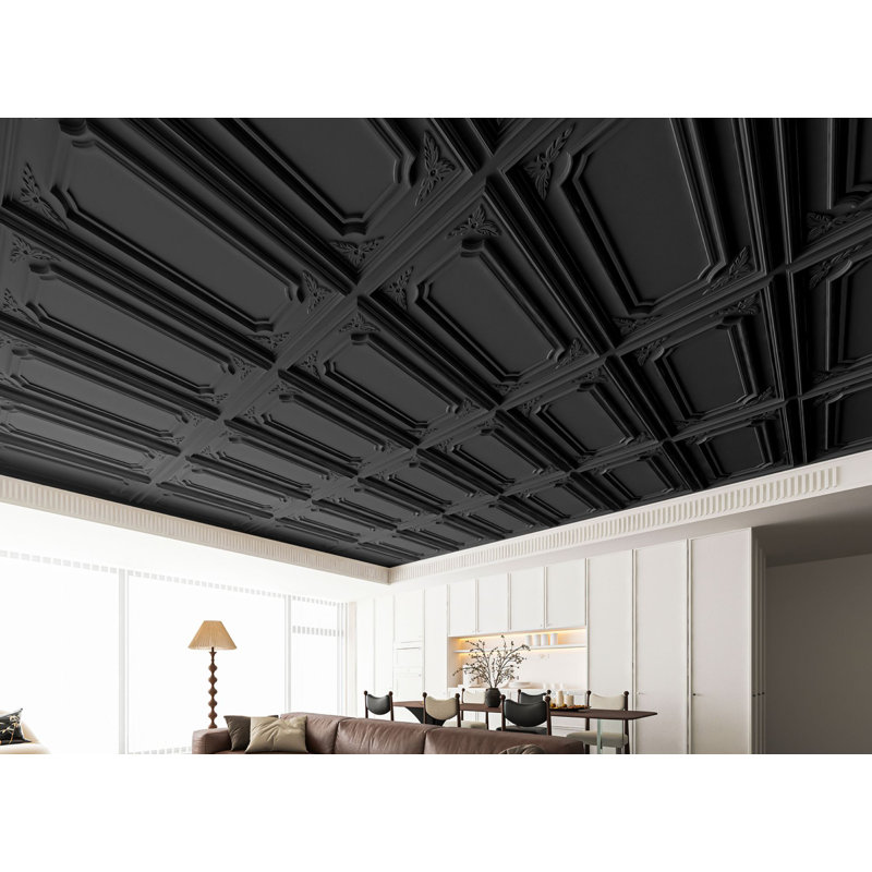 Carreaux de plafond tombant 24 po x 48 po Art3d, paquet de 12 panneaux muraux décoratifs 3D en PVC, 96 pieds carrés, Noir