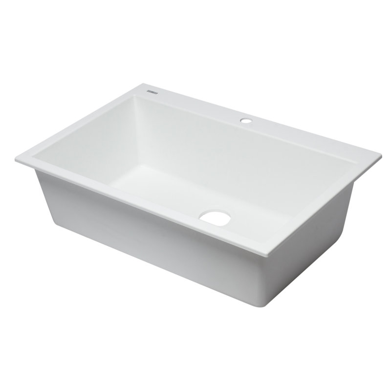 33'' L Single Bowl Granite Kitchen Sink, White