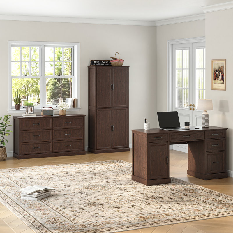 3-piece Computer Desk Office Set,Filing Cabinet and Bookcase