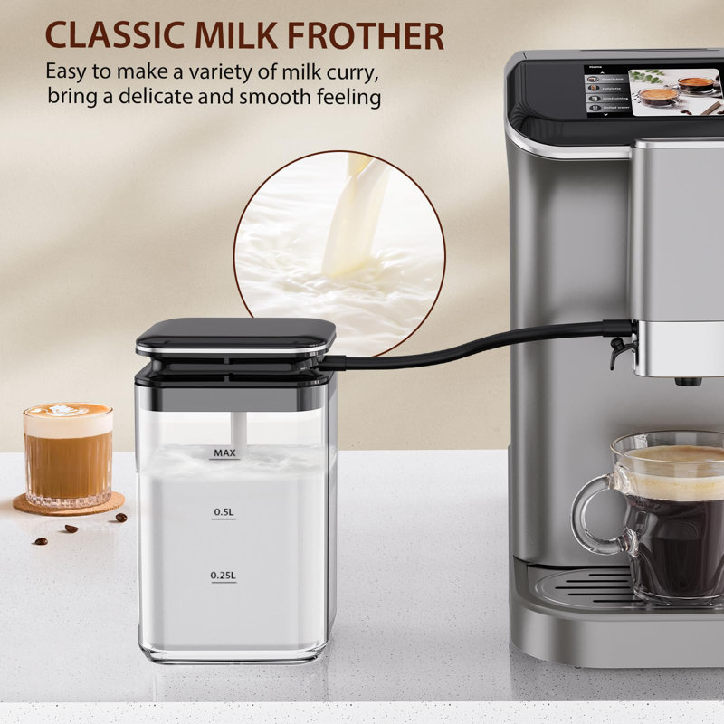 20 Bar Automatic Espresso Machine,Espresso Coffee Maker With Grinder,Automatic Milk Frother & TFT Screen,1.5L Water Tank