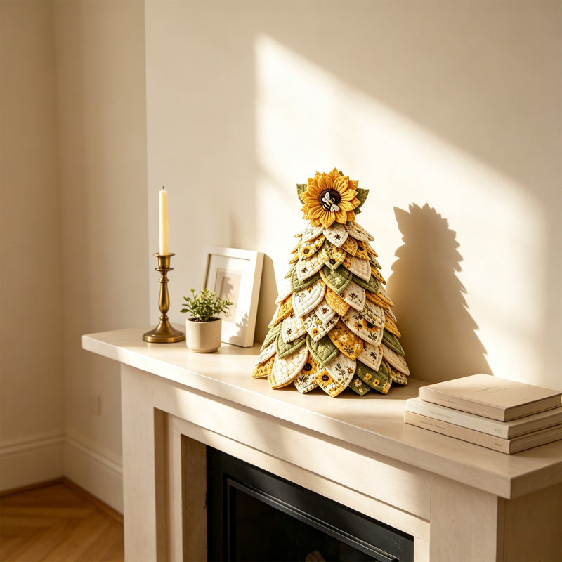 Fabric decorations DIY Sunflower  Patchwork Tree, C