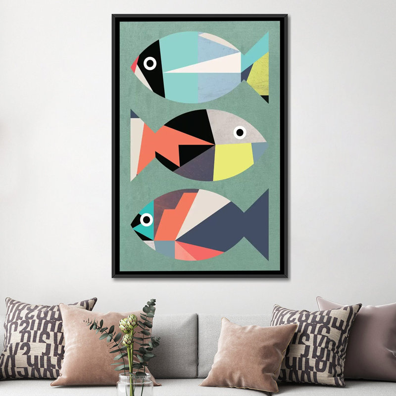 Little Fish by Susana Paz - Unframed Graphic Art on Canvas, Black Framed Canvas, 60" H x 40" W x 1.5" D, No Mat