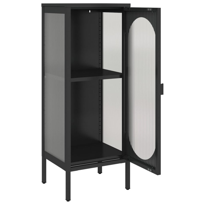 Buffet moderne noir - armoire de rangement en acier et verre de 15,7 po de hauteur, 41,3 po