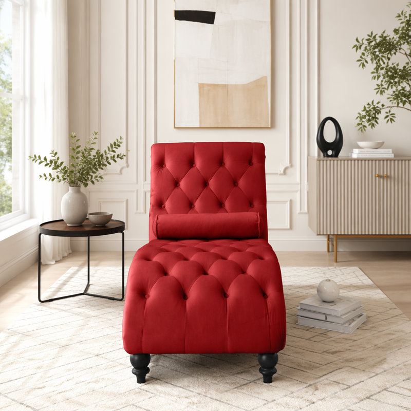 Fauteuil inclinable en velours capitonné, Red