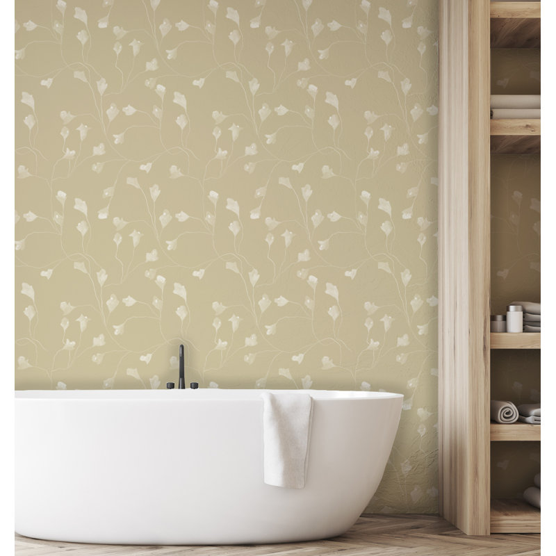 Susan Hable Floral Wallpaper Double Roll, Tan