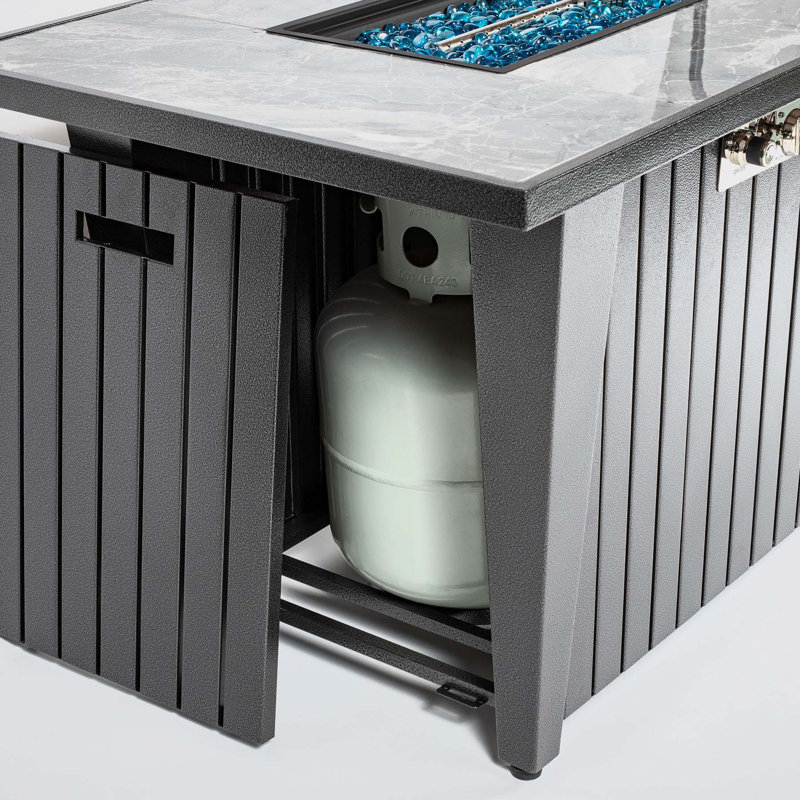 Corprew Rectangle Steel Smokeless Fire Pit Table with Lid