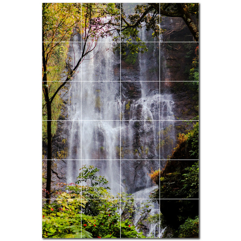 Murale en céramique satinée 8 "x 8" Waterfalls Photo
