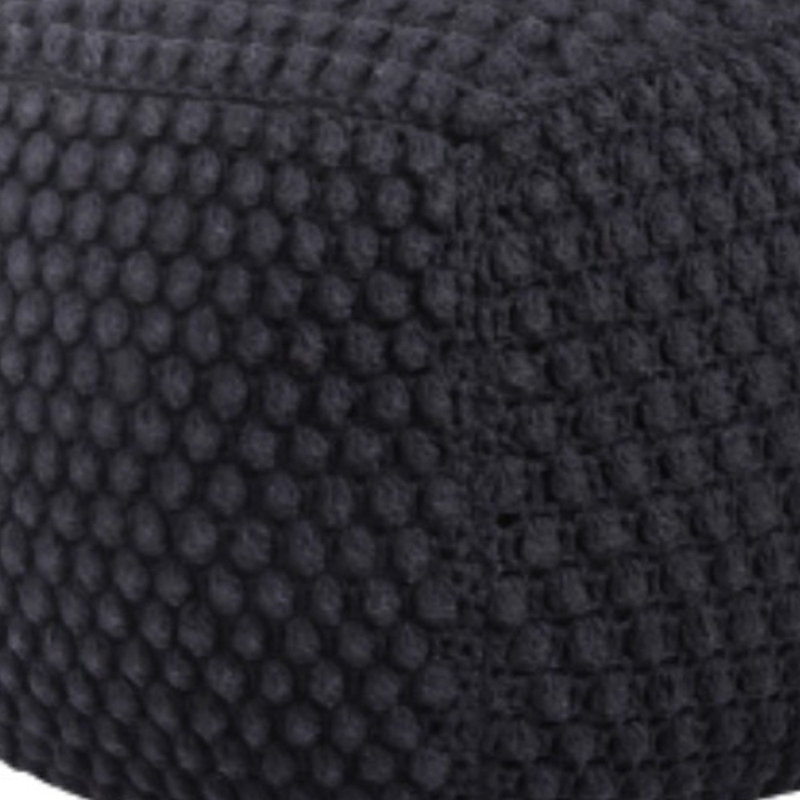 Aitana 18" Cotton Blend Pouf Ottoman, Black Cotton Blend