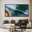 Vue aérienne de vagues et de rivages rocheux, art mural encadré - Photographie côtière dramatique pour les espaces inspirés de la plage-116517311-116517310