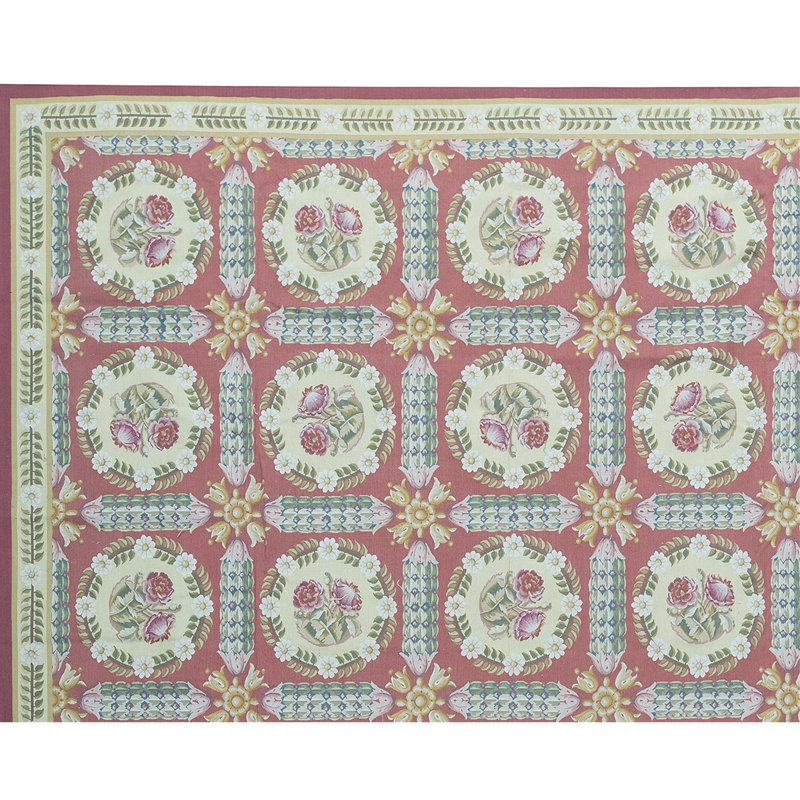 Hand-Knotted High-Quality Red and Beige Area Rug