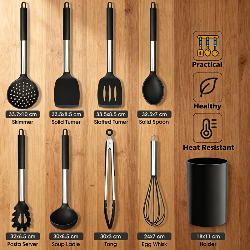 Skyicei L 9 Utensil Set, Black