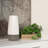 Stoneware Cylinder Vase with Tapered Bottom on Grey Banded Rim Base LG Matte Finish White-1361811557