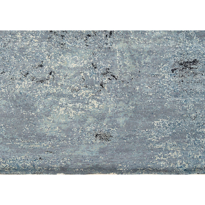 Tapis bleu et argent noué à la main de haute qualité, Rectangulaire 2 pi x 3 pi