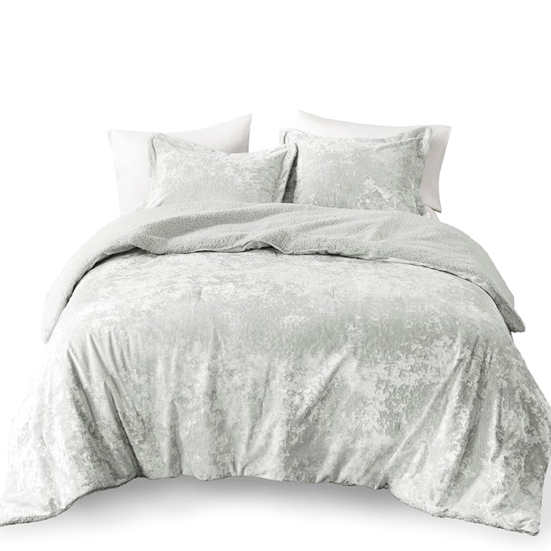 Twin/twin Xl Comforter With Grey Crushed Velvet And Soft Cozy For Reverse