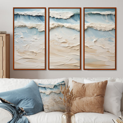 «Beige and Blue Coastal Beach Paint I», ensemble d'art sur toile de plage