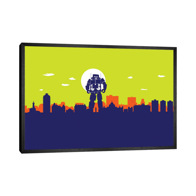Victoria Robot - Print on Canvas, 45.72cm H x 66.04cm W x 3.81cm D, Black Floater Framed