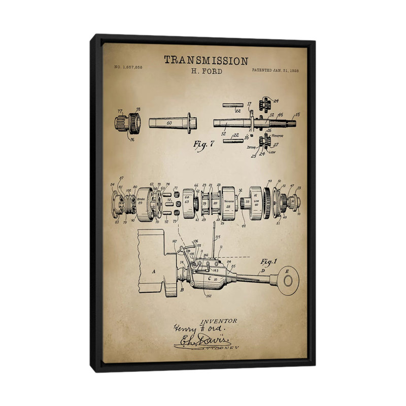 «Ford Transmission, 1928», impression sur toile, H 26 po x l 18 po x P 1,5 po, Toile avec cadre noir