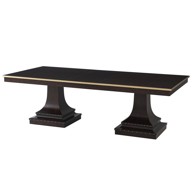 Siena Contemporary Mahogany Extendable Dining Table with Brass Details