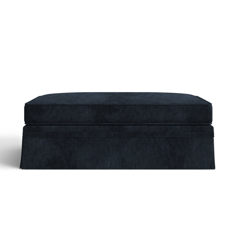 Repose-pieds rembourré avec rangement Shelby, Velours performance bleu encre Bella