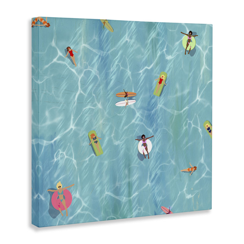 "Vue aérienne de personnes nageant par Ashley Singleton", impression sur toile tendue, H 24 po x l 24 po x P 1,5 po